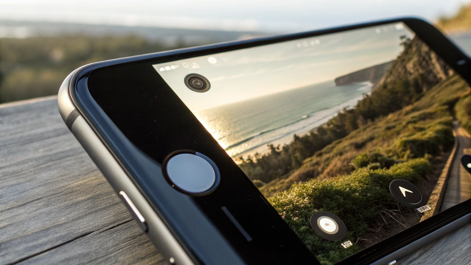 AE/AF Lock и ползунок экспозиции в режиме «Панорама» на экране iPhone