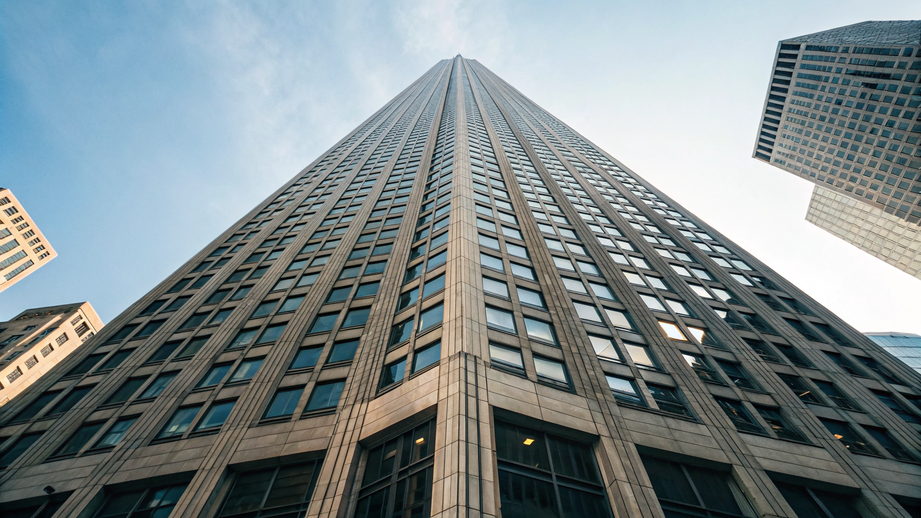 Вертикальная панорама высокого здания на iPhone со стрелкой вверх на экране