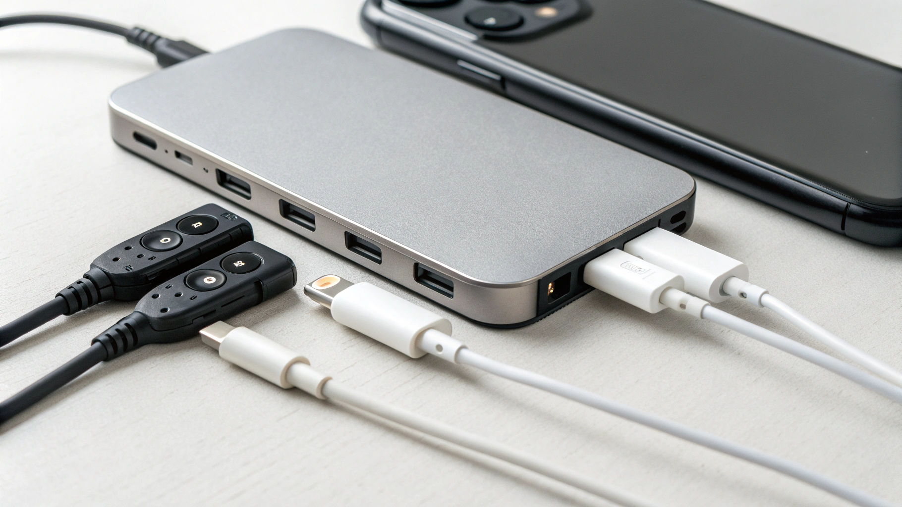 USB‑C хаб с питанием соединяет iPhone и компактный аудиорекордер