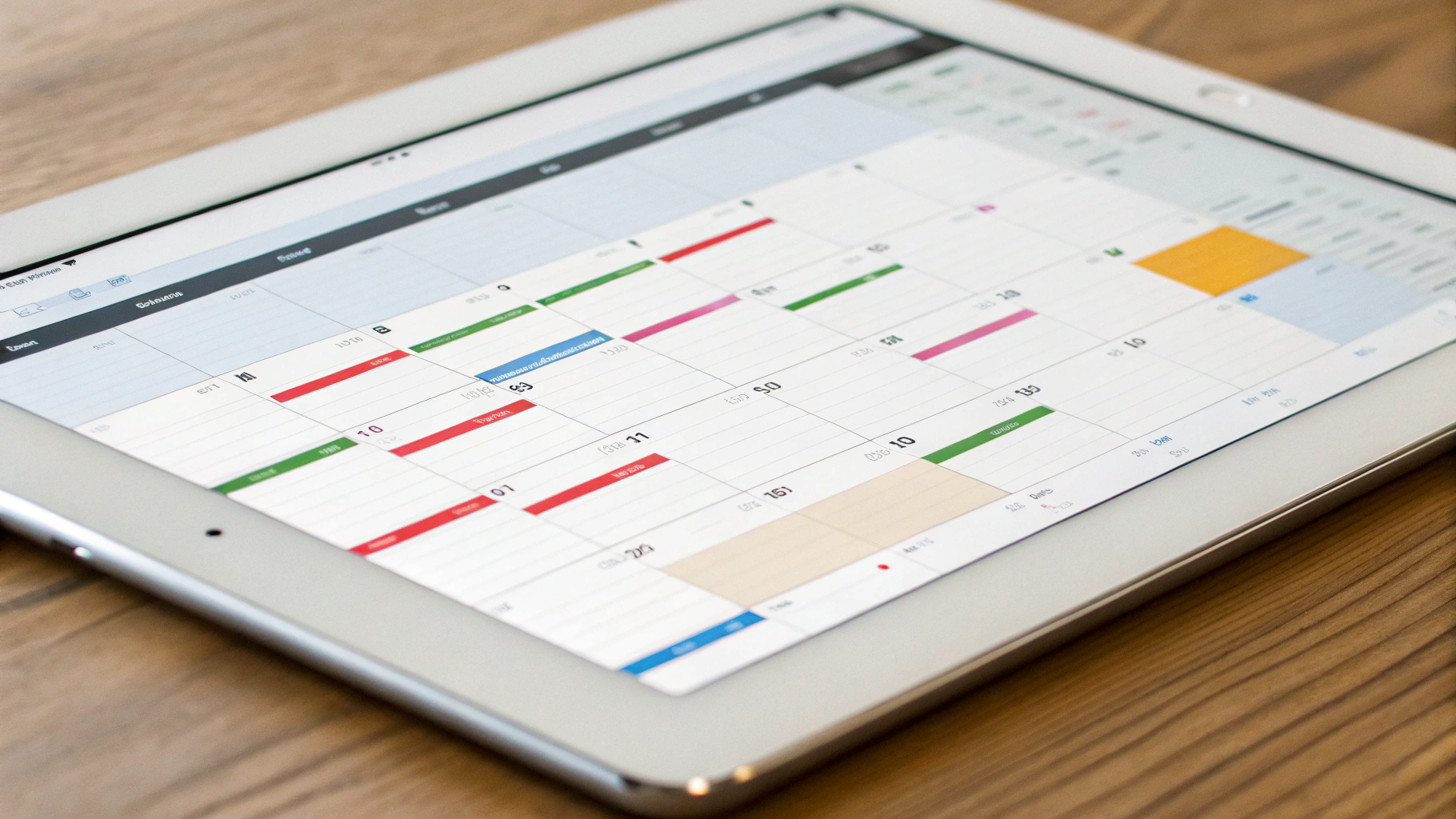 Приложение «Календарь» на iPad с включёнными Google‑календарями
