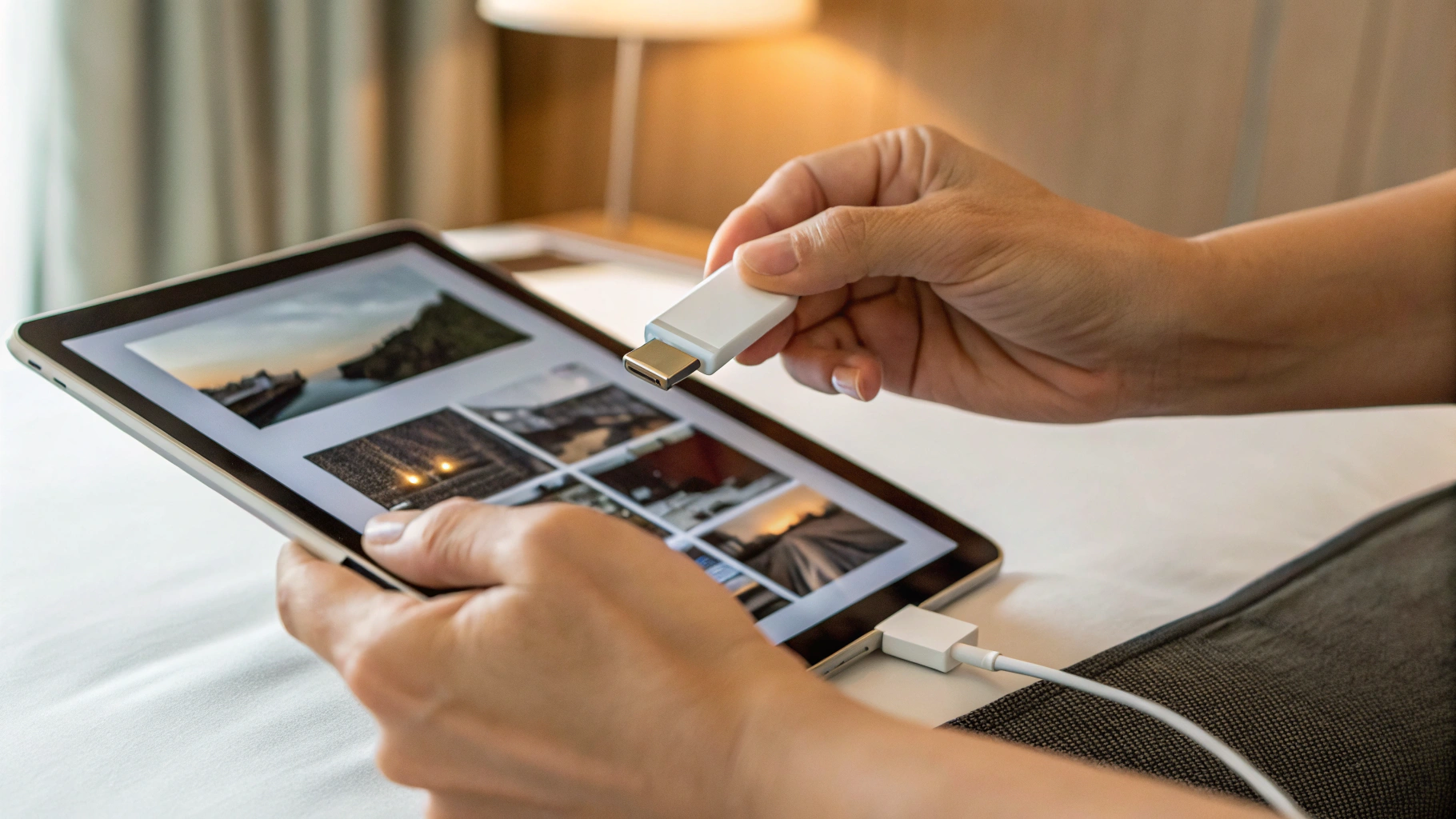 Импорт фото с SD‑карты на iPad через кардридер в отеле