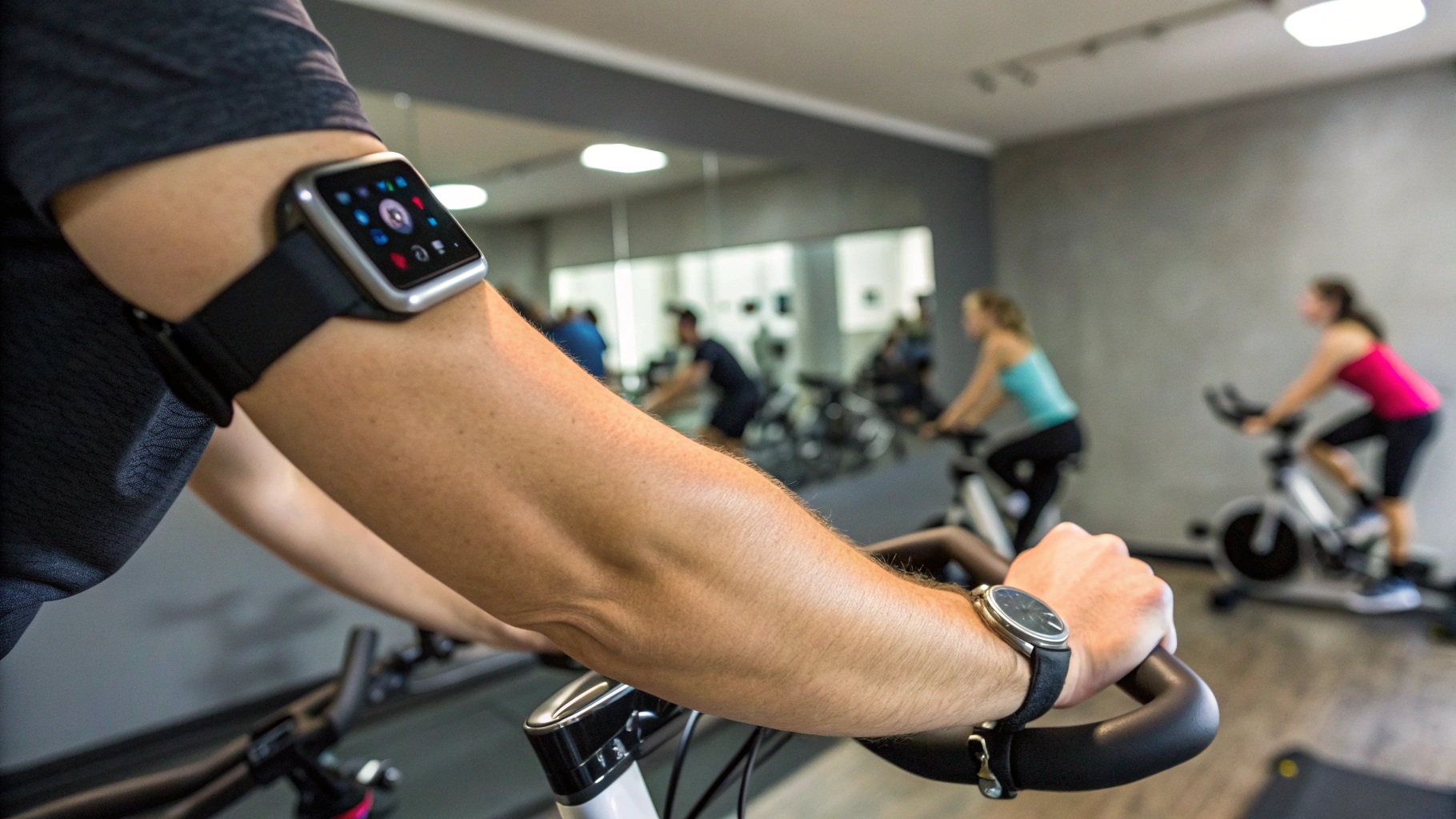 Велотренажёр и Apple Watch подключены по Bluetooth: мощность и каденс