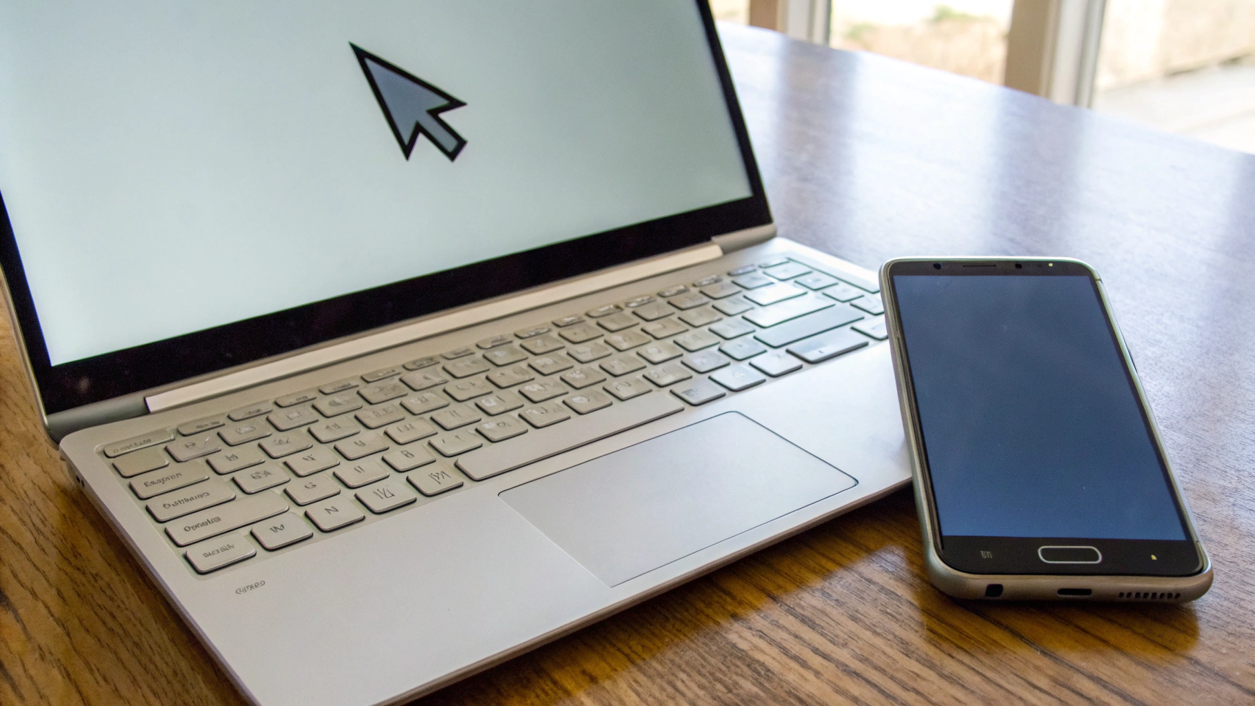 Курсор переходит с ноутбука Galaxy Book на смартфон Samsung в Multi Control