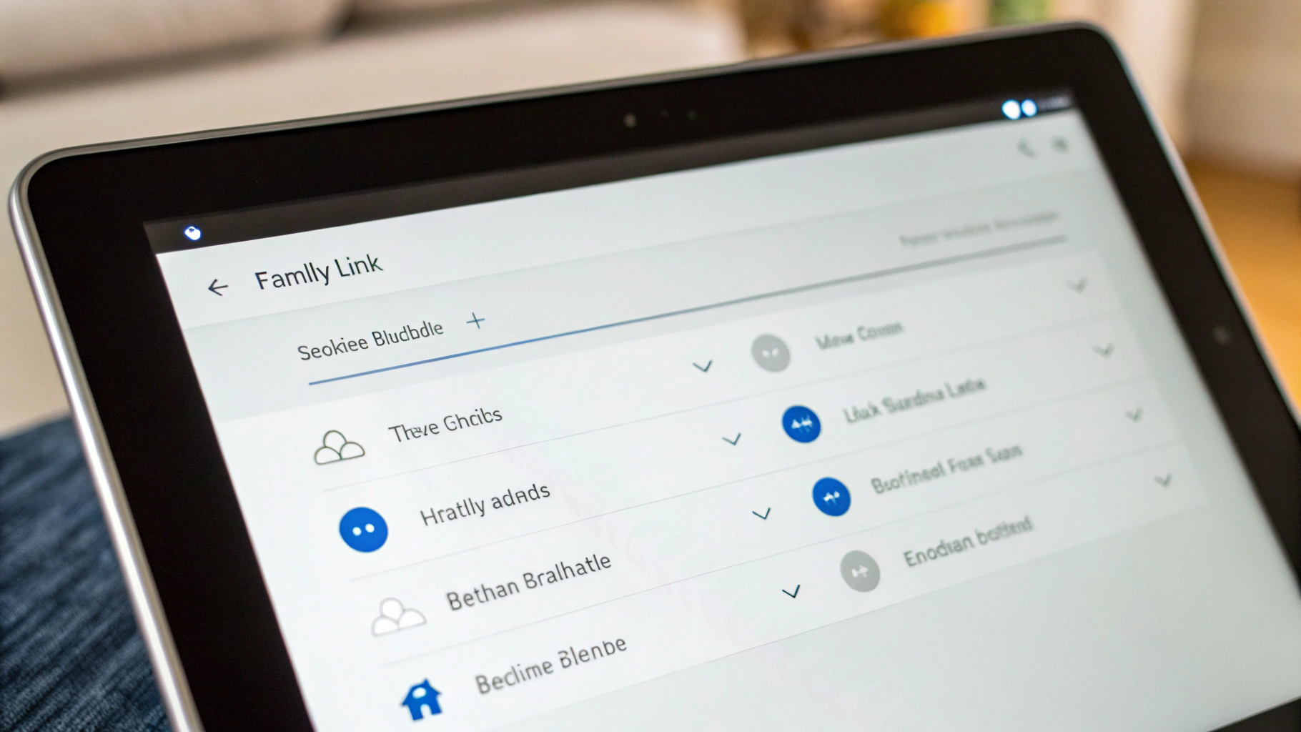 Экран Android‑планшета с лимитами времени и режимом сна в Family Link