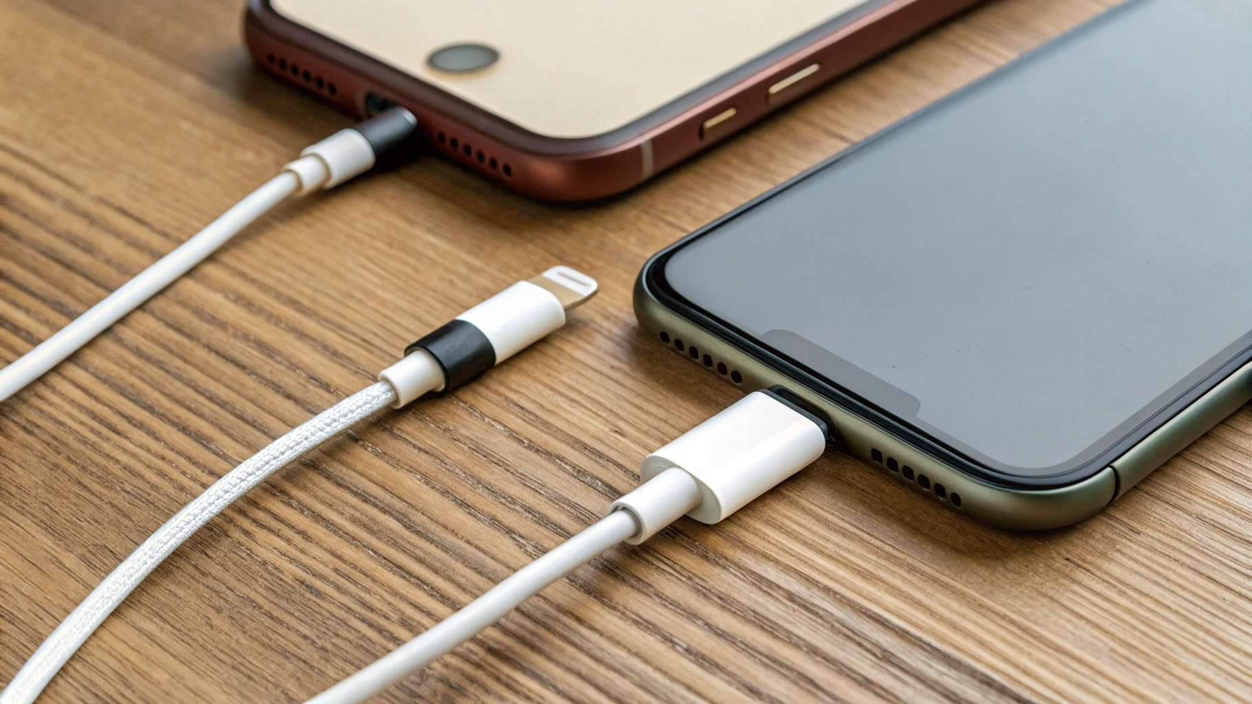 Кабели USB‑C ⇄ USB‑C и USB‑C ⇄ Lightning для переноса данных между iPhone