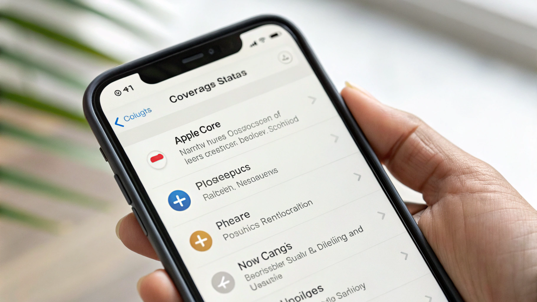 Статус покрытия AppleCare+ на iPhone в настройках