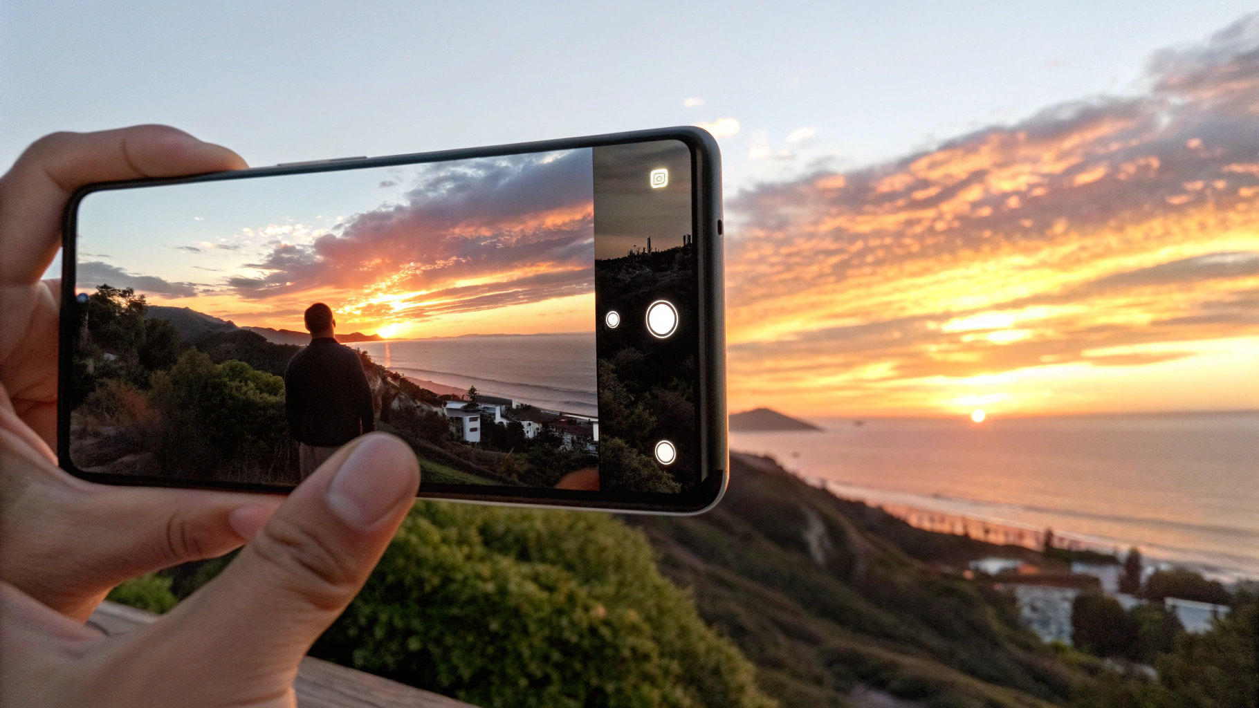 HDR на закате в One UI 7.1: пример сцены с небом и лицом