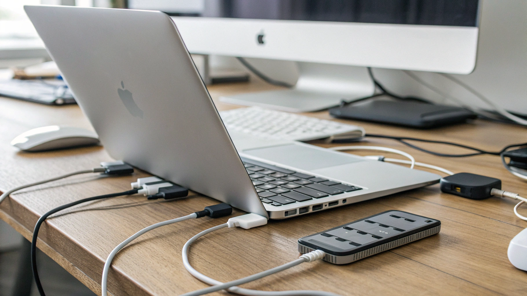 Подключение хаба USB‑C к MacBook Air для периферии и мониторов