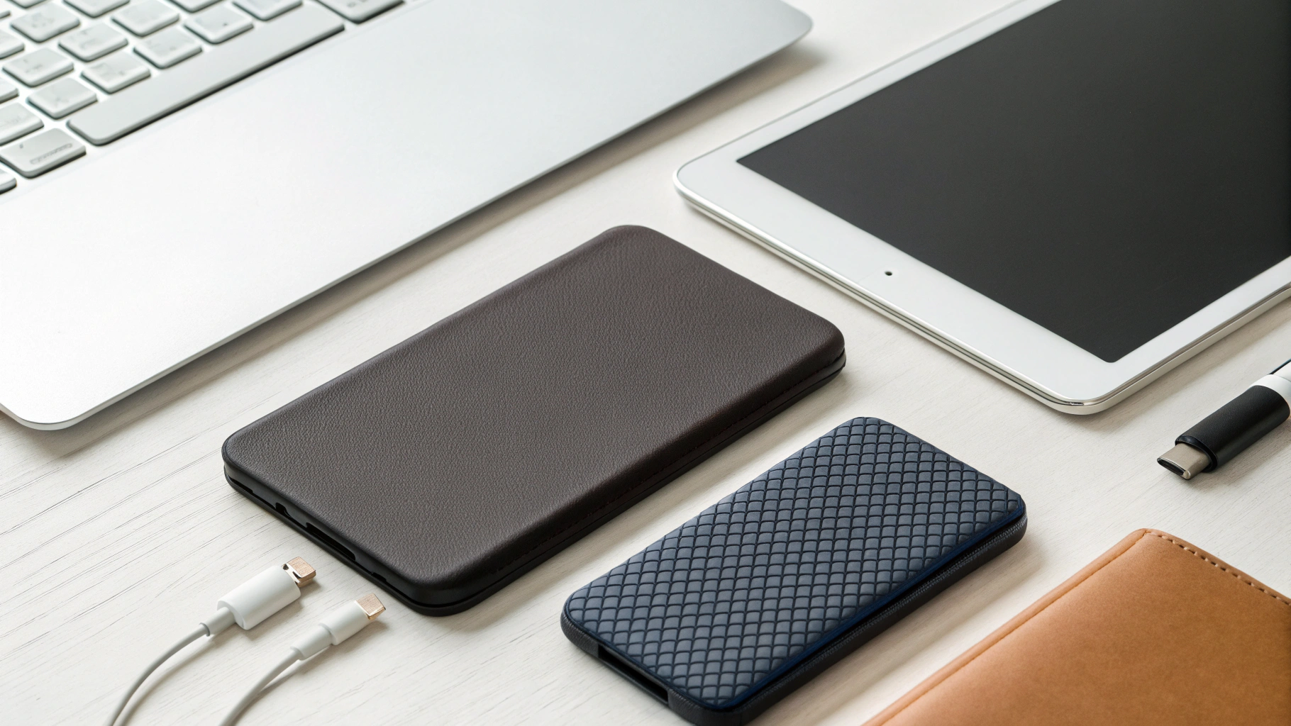 Популярные модели портативных SSD рядом с iPad