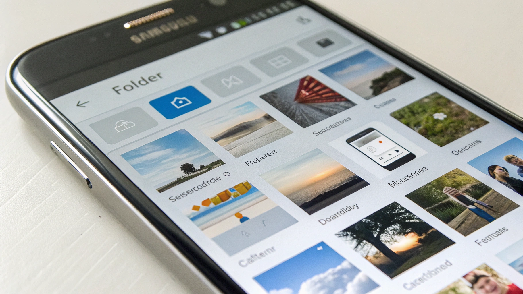 Интерфейс Secure Folder с отдельными приложениями и галереей на смартфоне Samsung