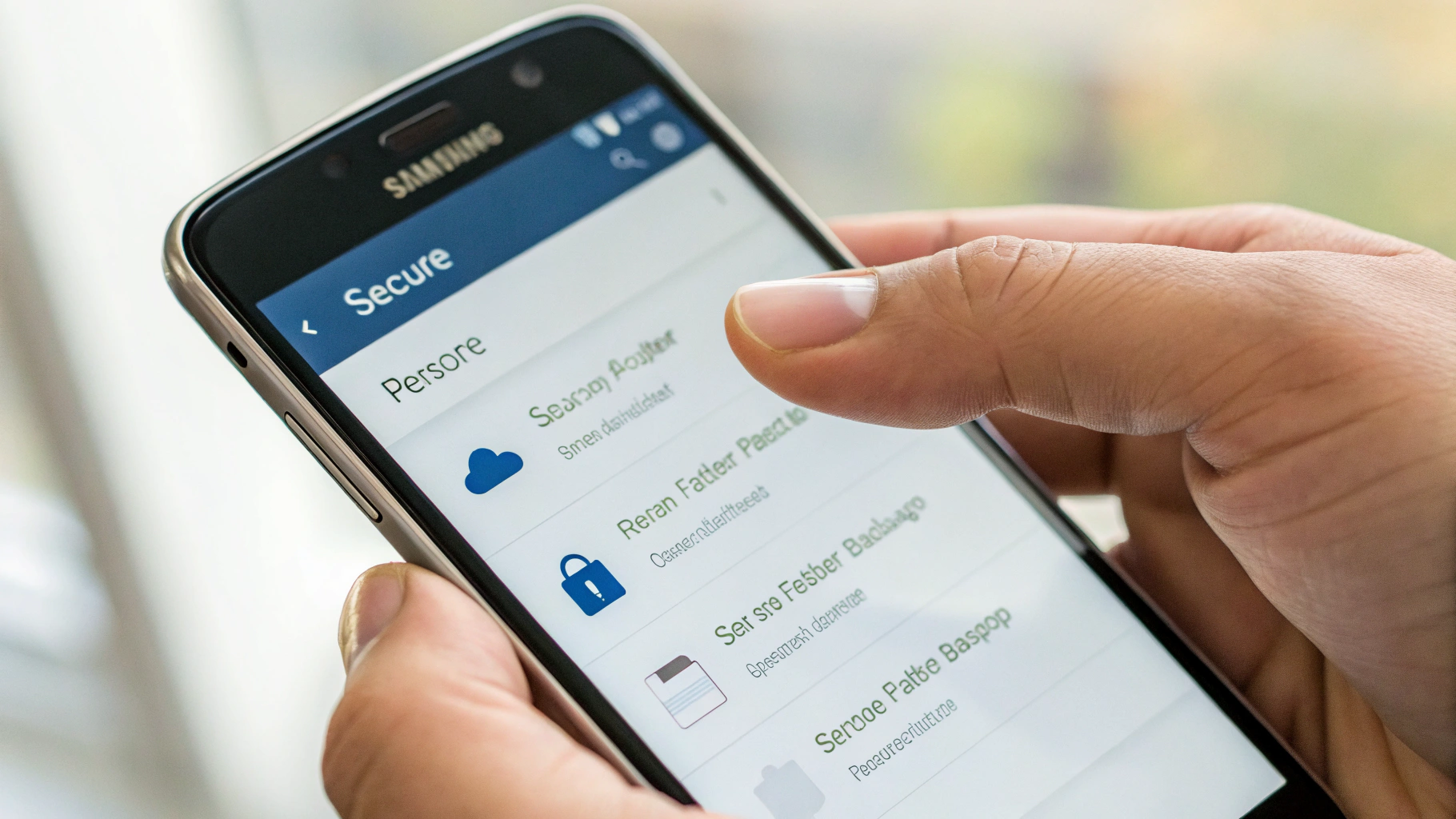 Настройки резервного копирования Secure Folder на смартфоне Samsung