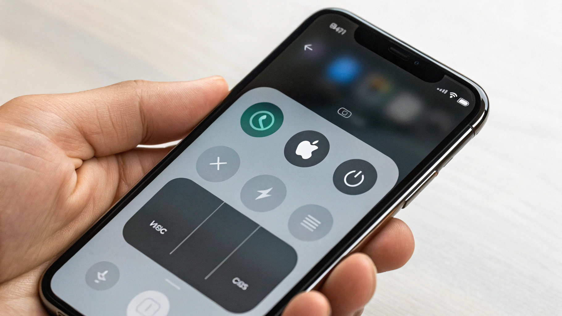 Панель управления iPhone с меню записи экрана и переключателем микрофона