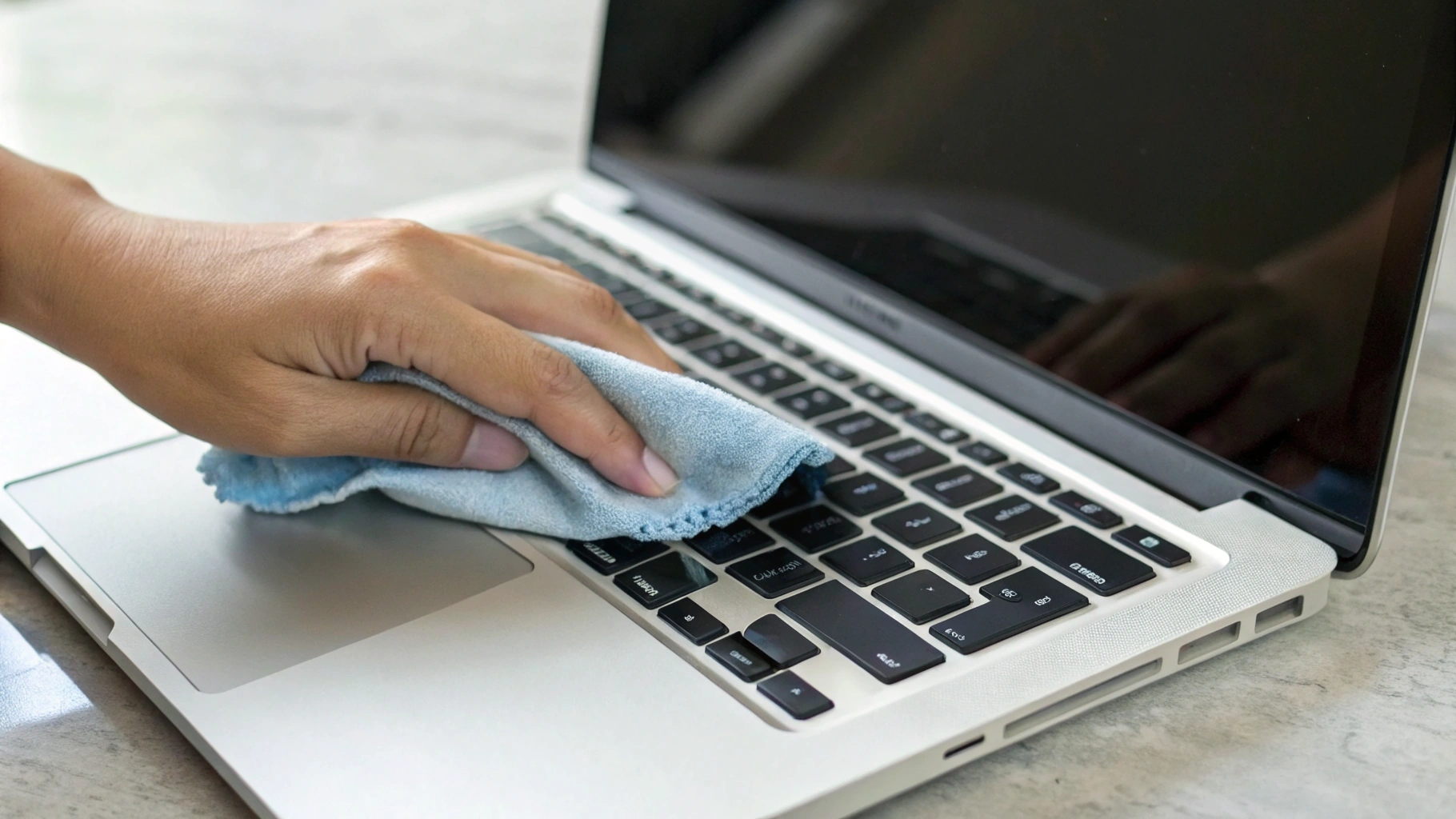 Протирка дисплея MacBook без сильного нажима