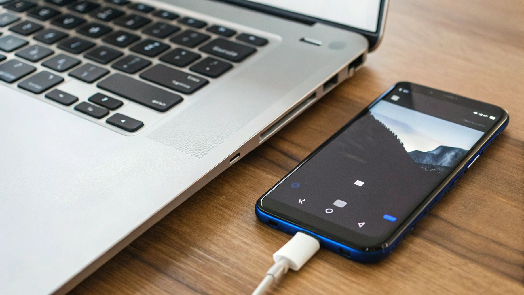 Выбор режима MTP на Android рядом с Mac для копирования файлов