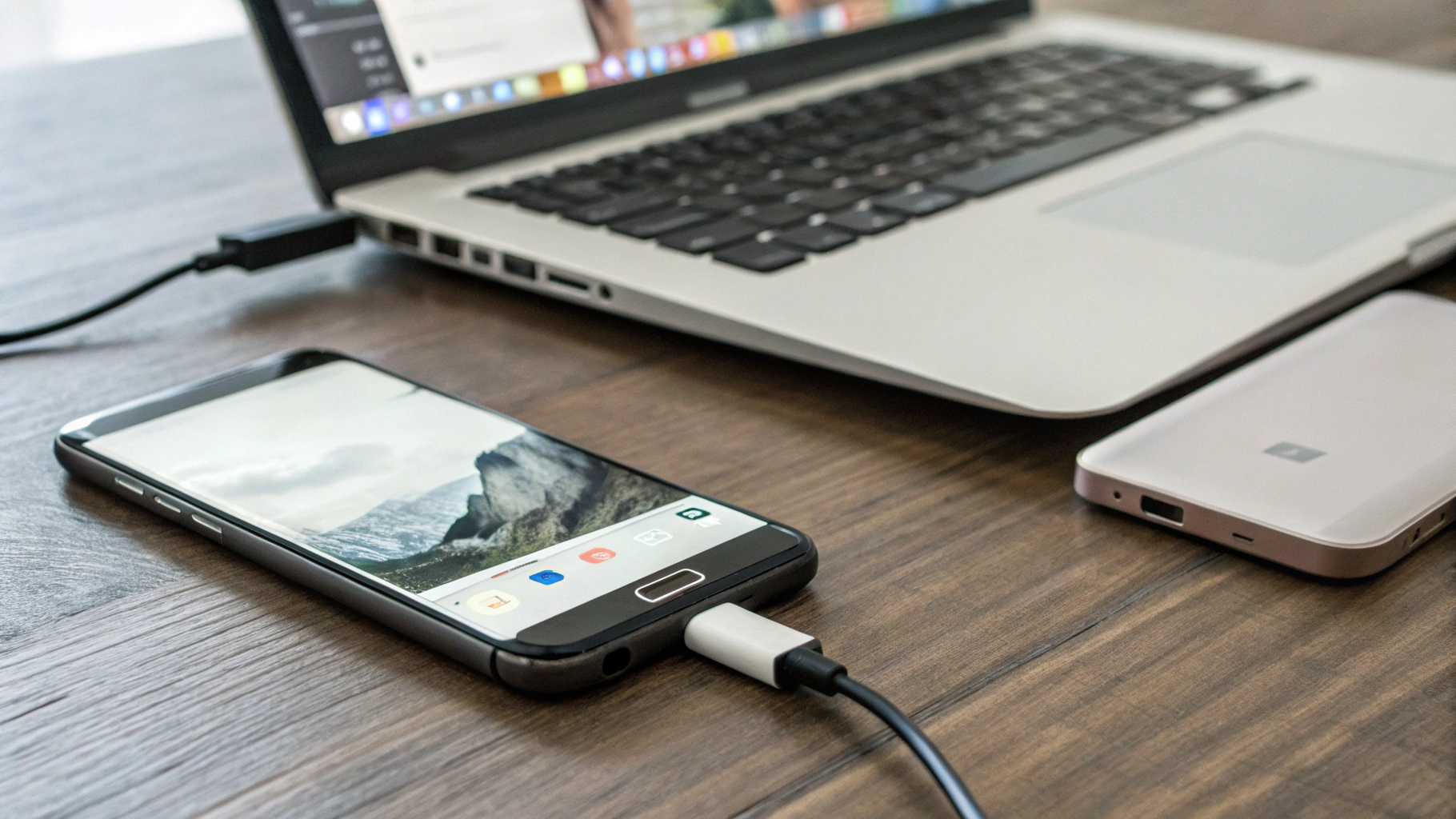 Флешка через USB‑C OTG подключена к Android, копирование файлов перед переносом на Mac