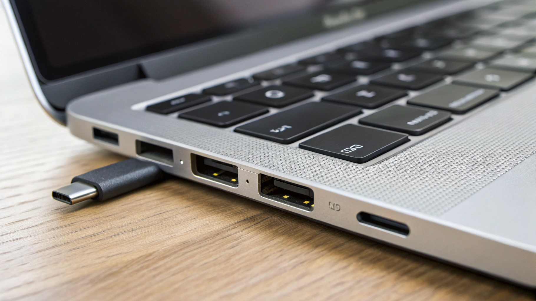 Порты MacBook Pro крупным планом: Thunderbolt, HDMI и слот SD