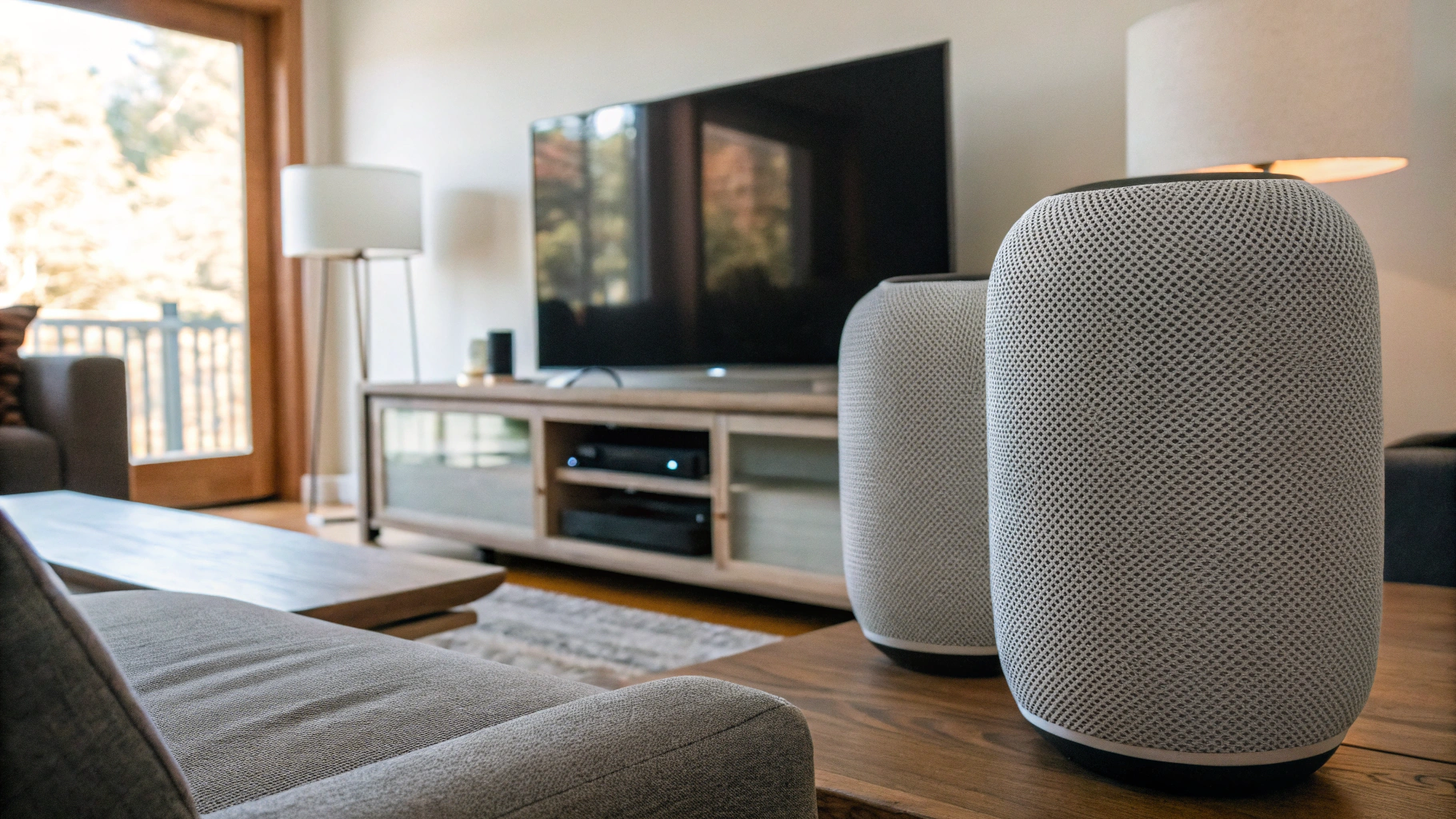 Стереопара из двух полноразмерных HomePod у телевизора