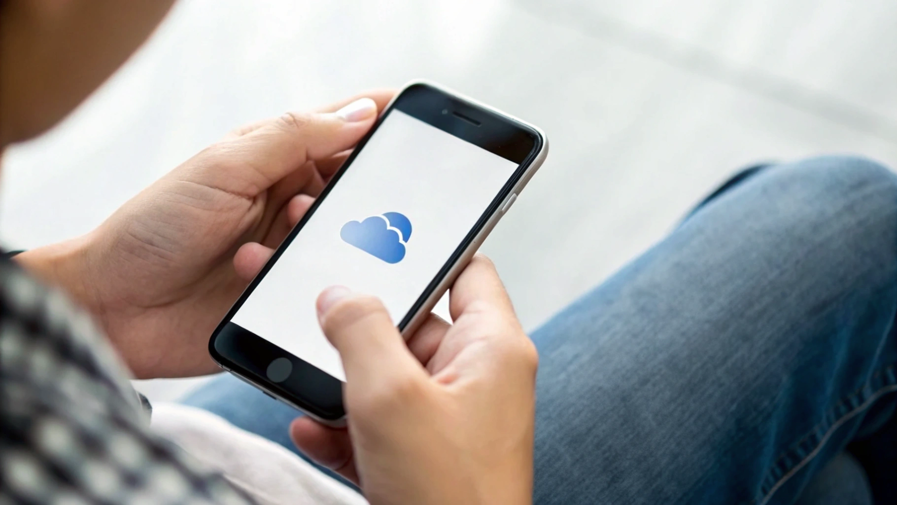 Пользователь создаёт резервную копию iPhone в iCloud перед удалением данных