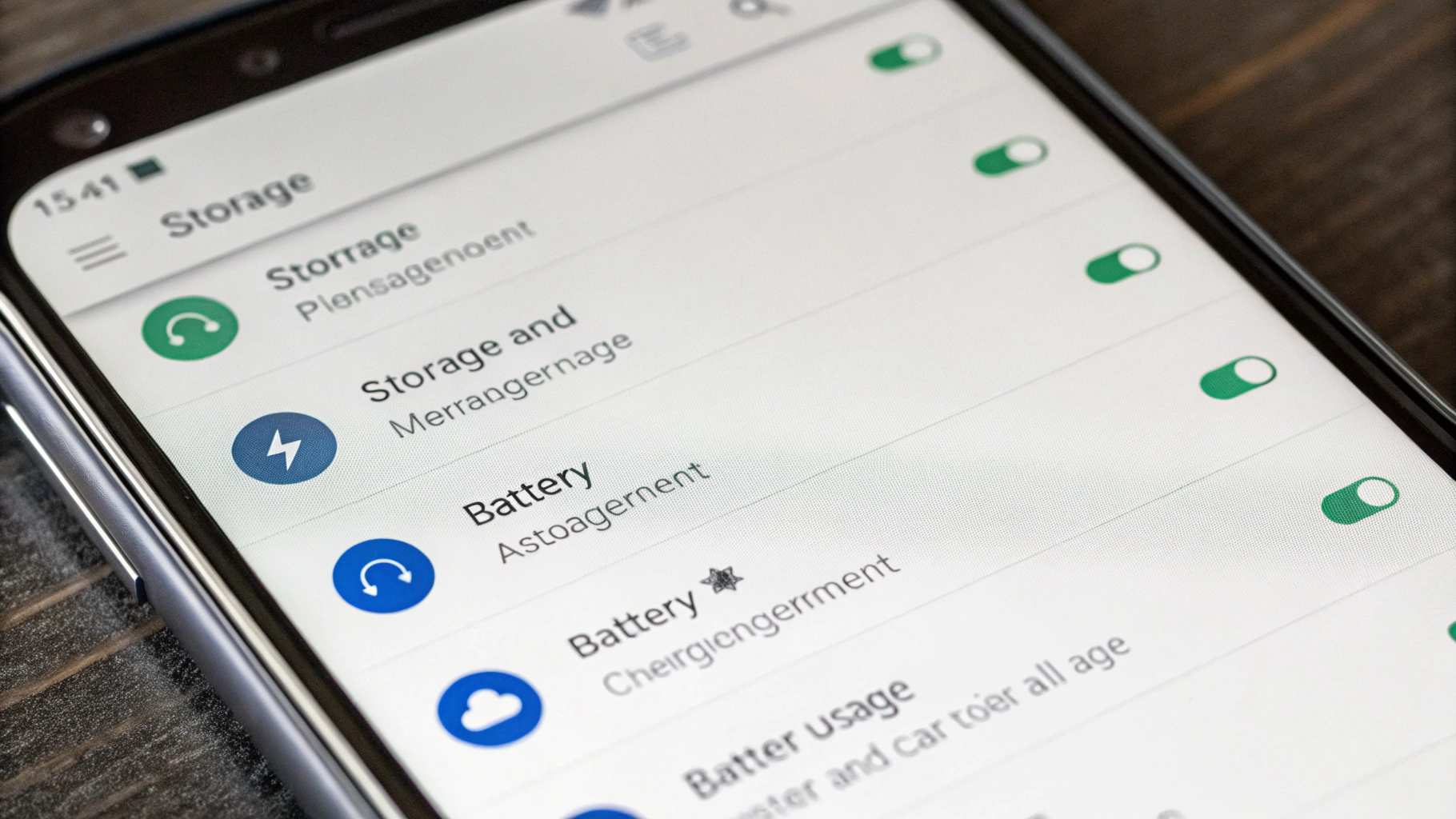 Настройки хранилища и оптимизации батареи на смартфоне Android