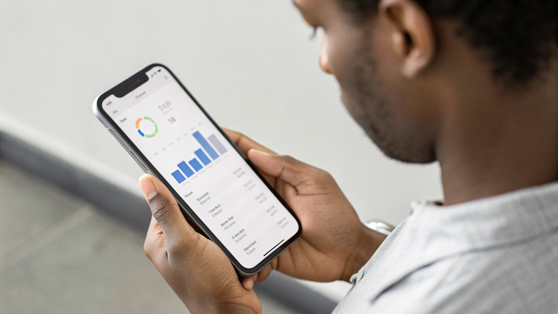 Пользователь держит большой iPhone и смотрит показатели автономности и производительности