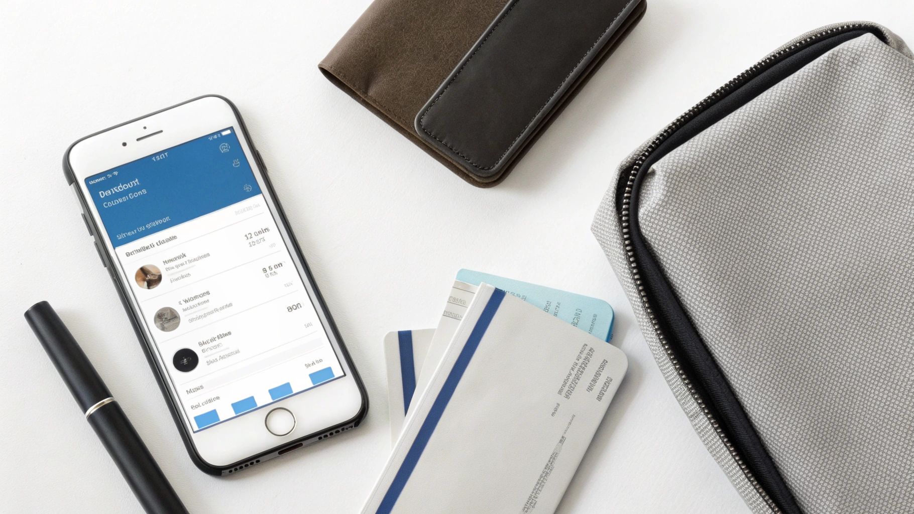 Недорогой Android‑смартфон с eSIM и банковскими приложениями среди дорожных вещей