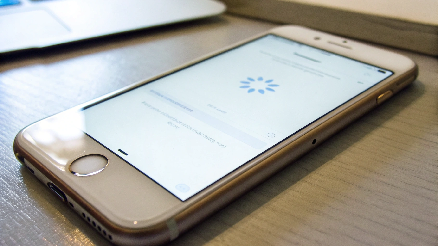 Старый iPhone на столе в процессе установки обновления iOS 19