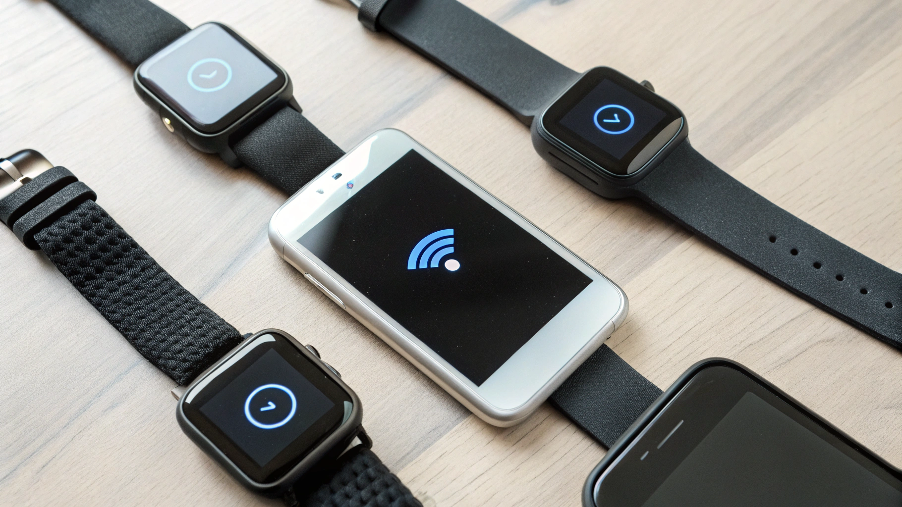 Разные смарт-часы для Android с LTE и оплатой на столе