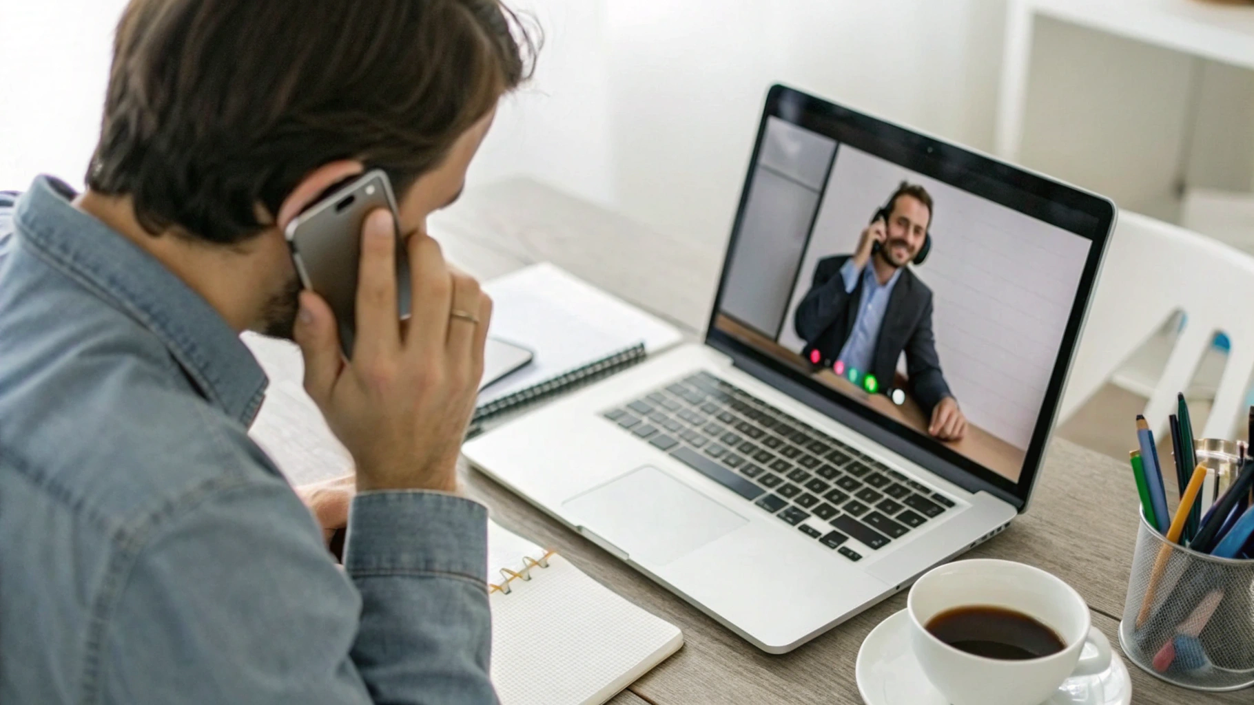 Пользователь отвечает на звонок с Android‑смартфона прямо с экрана MacBook