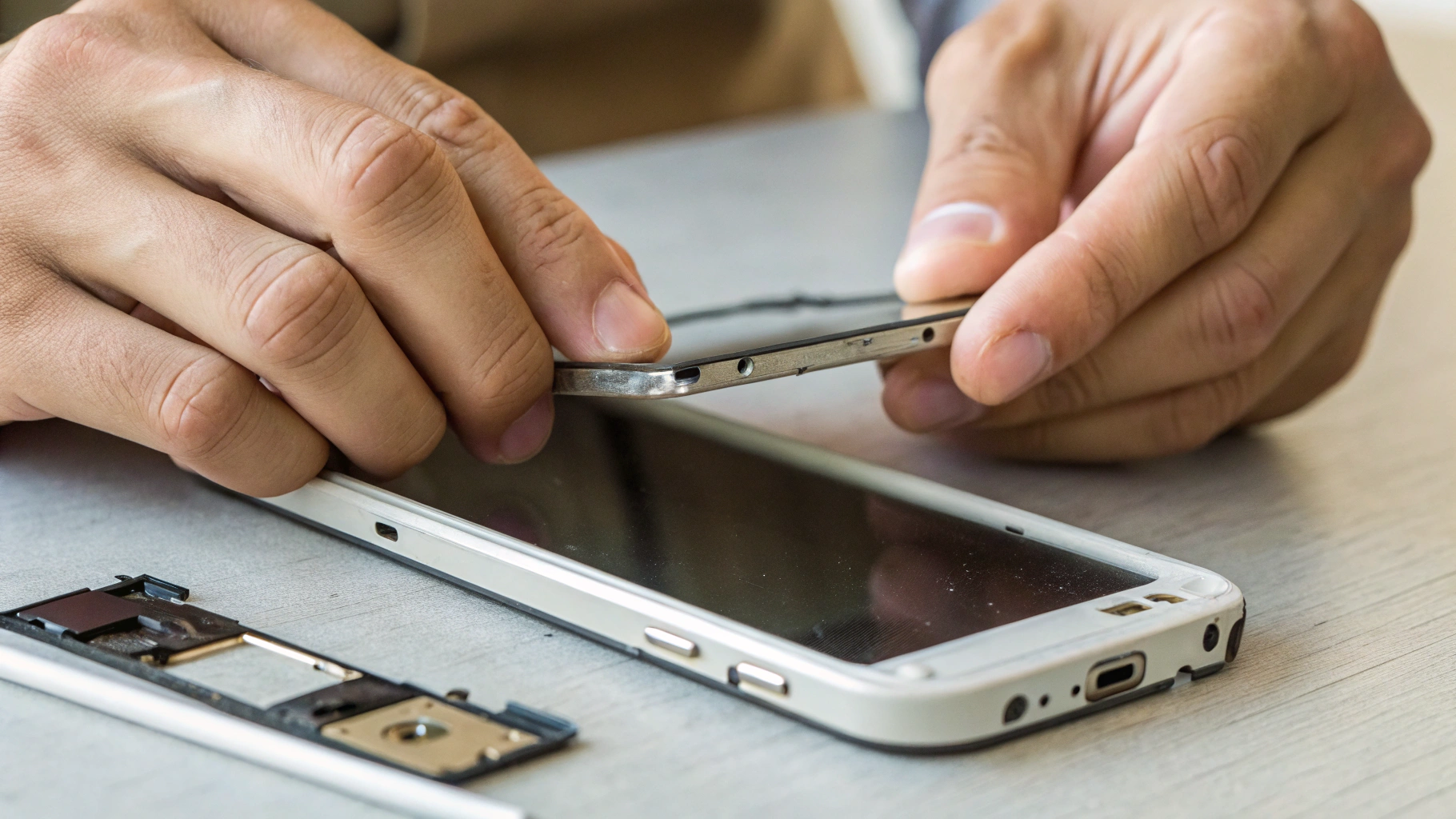 Осмотр корпуса, рамки и разъёмов подержанного смартфона Samsung