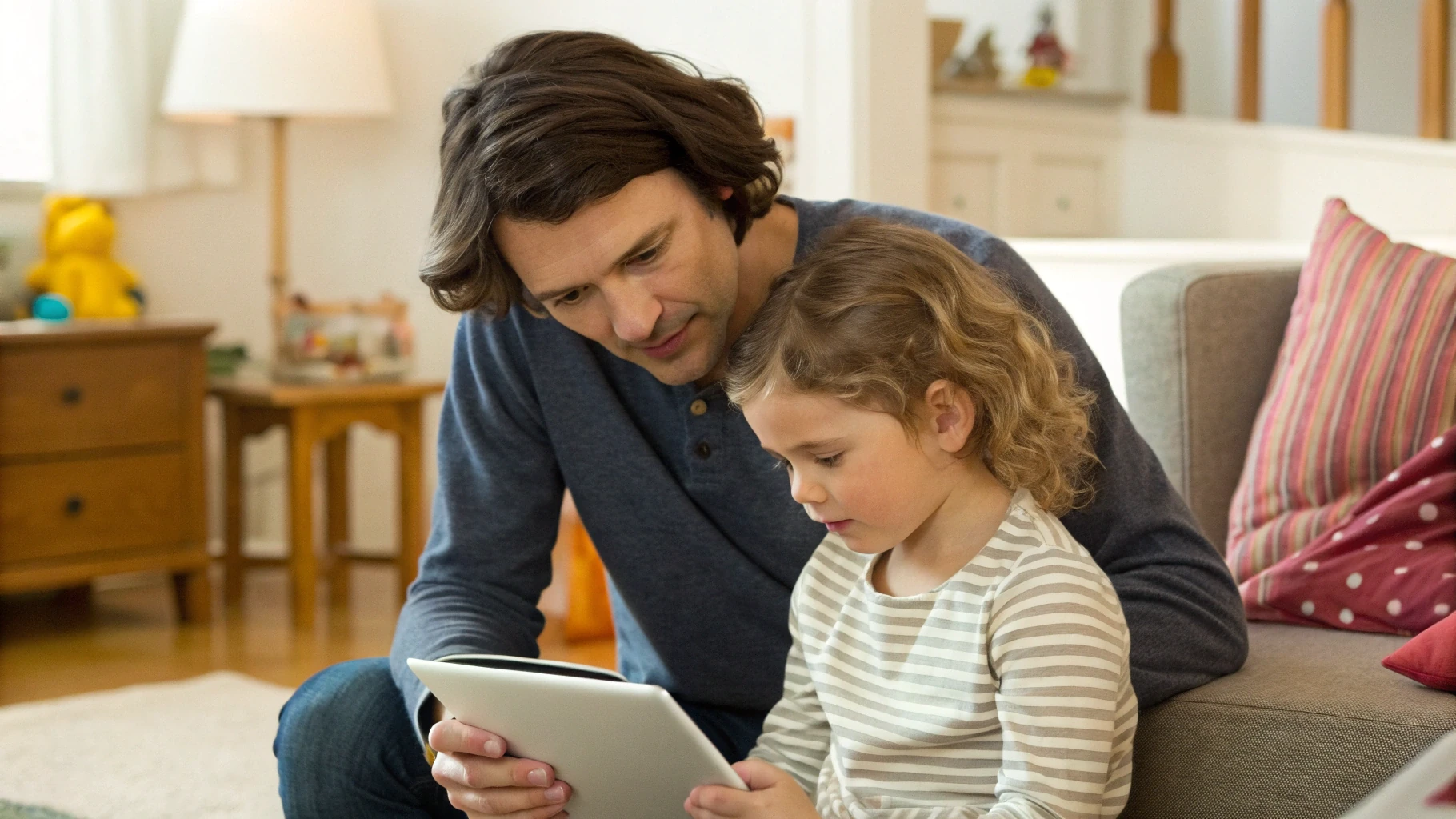 Родитель включает режим управляемого доступа на iPad перед тем как дать ребёнку