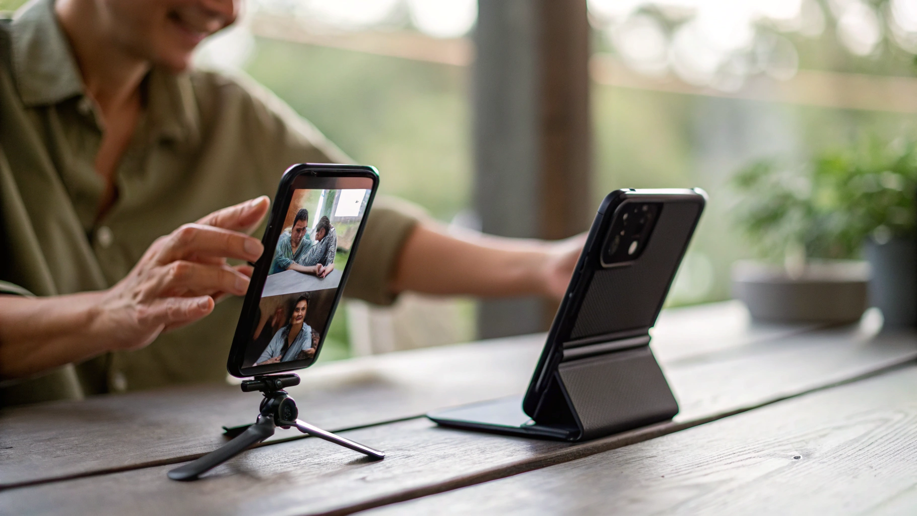 Galaxy Z Flip в режиме домиком для съёмки видео без штатива