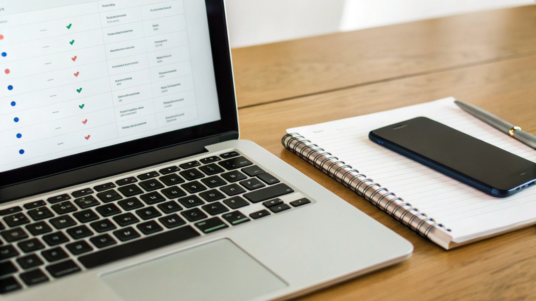 Сравнение характеристик iPhone и Android на экране ноутбука рядом со смартфоном