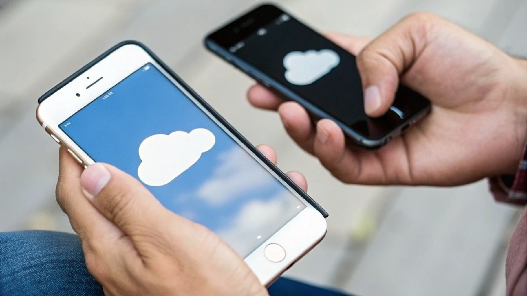 Смартфоны iPhone и Android рядом с блокнотом, на котором нарисован план семейного бэкапа