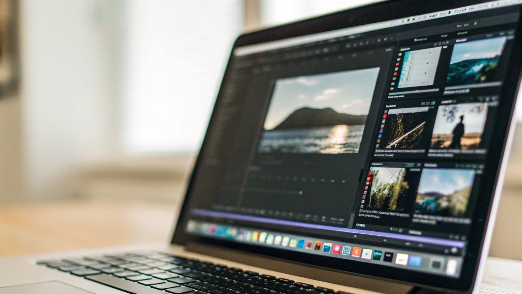 Пользователь работает с фото и видео на MacBook