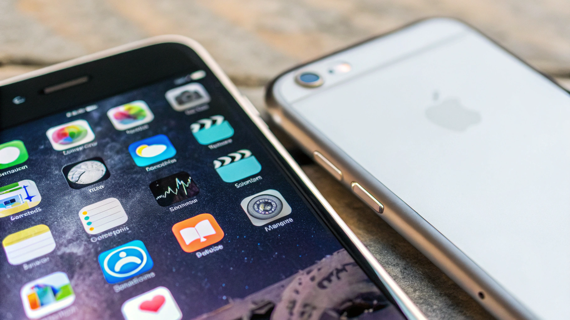 Два iPhone рядом с разным уровнем сигнала и типом сети на экране