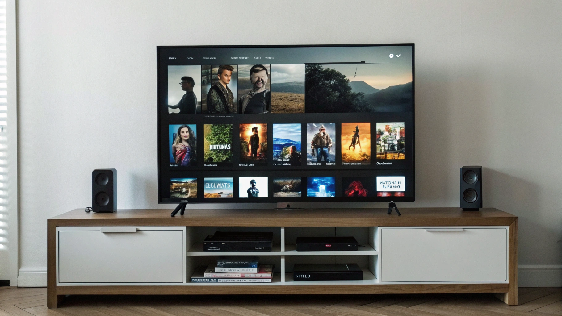 Apple TV показывает каталог фильмов с Mac медиасервера на экране телевизора