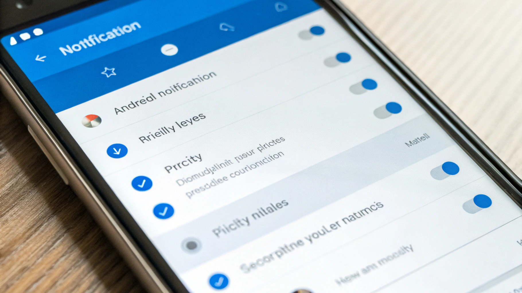 Экран Android‑смартфона с настройками каналов и приоритетов уведомлений