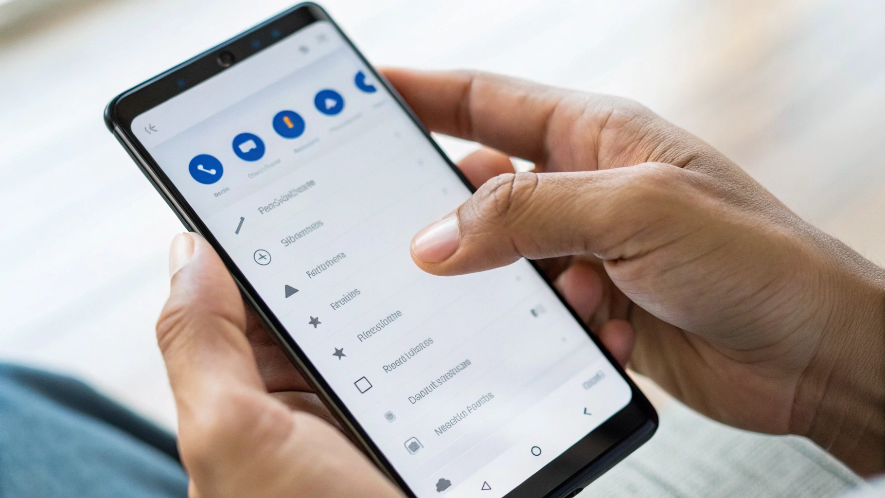 Пользователь настраивает батарею и производительность на Android-смартфоне