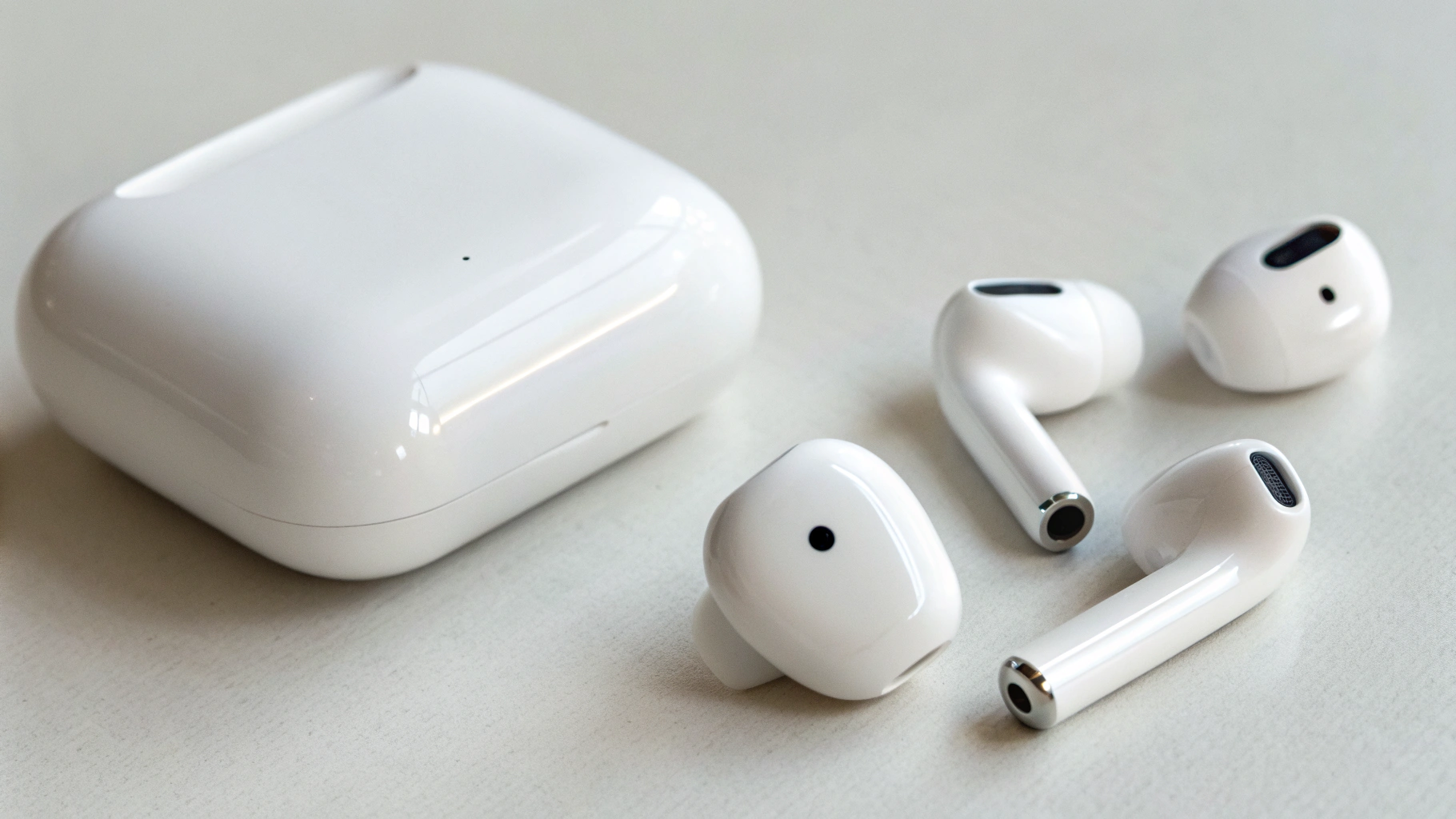 Сравнение трёх моделей TWS-наушников разных брендов крупным планом