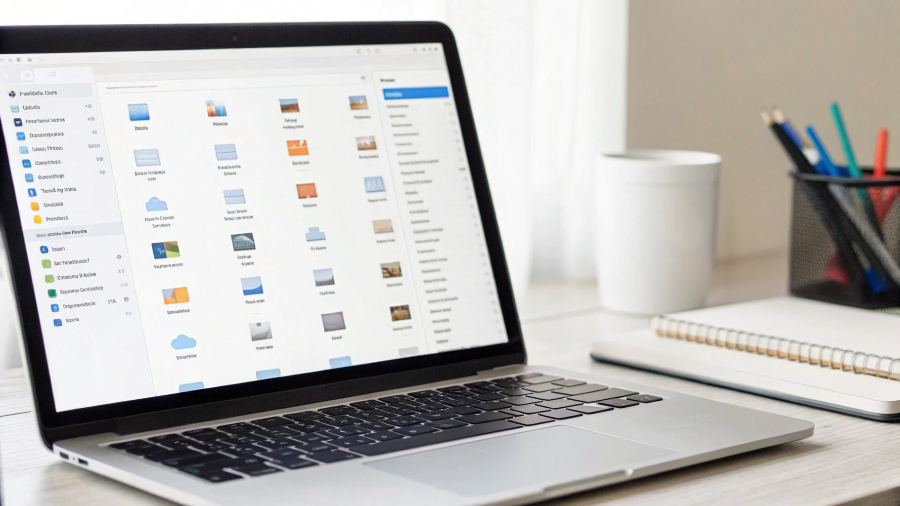 Экран Mac с аккуратно организованными папками iCloud Drive для клиентов и проектов