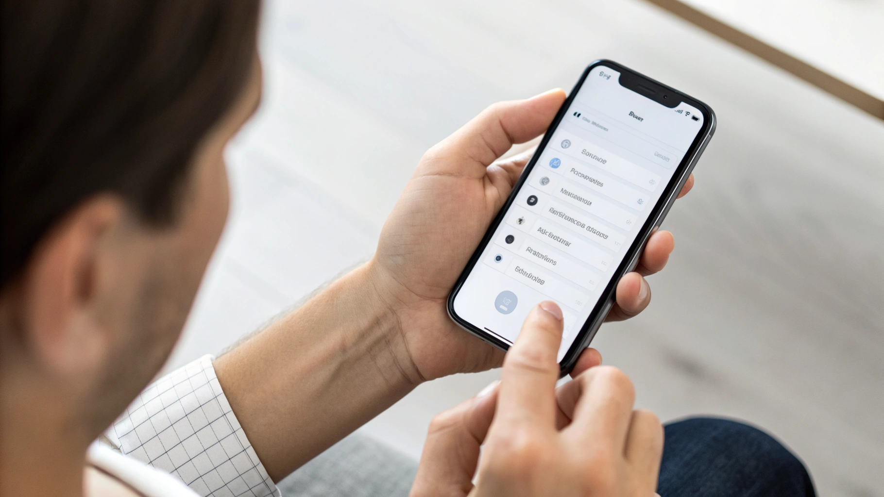 Пользователь настраивает на iPhone режим Фокус для работы в настройках iOS