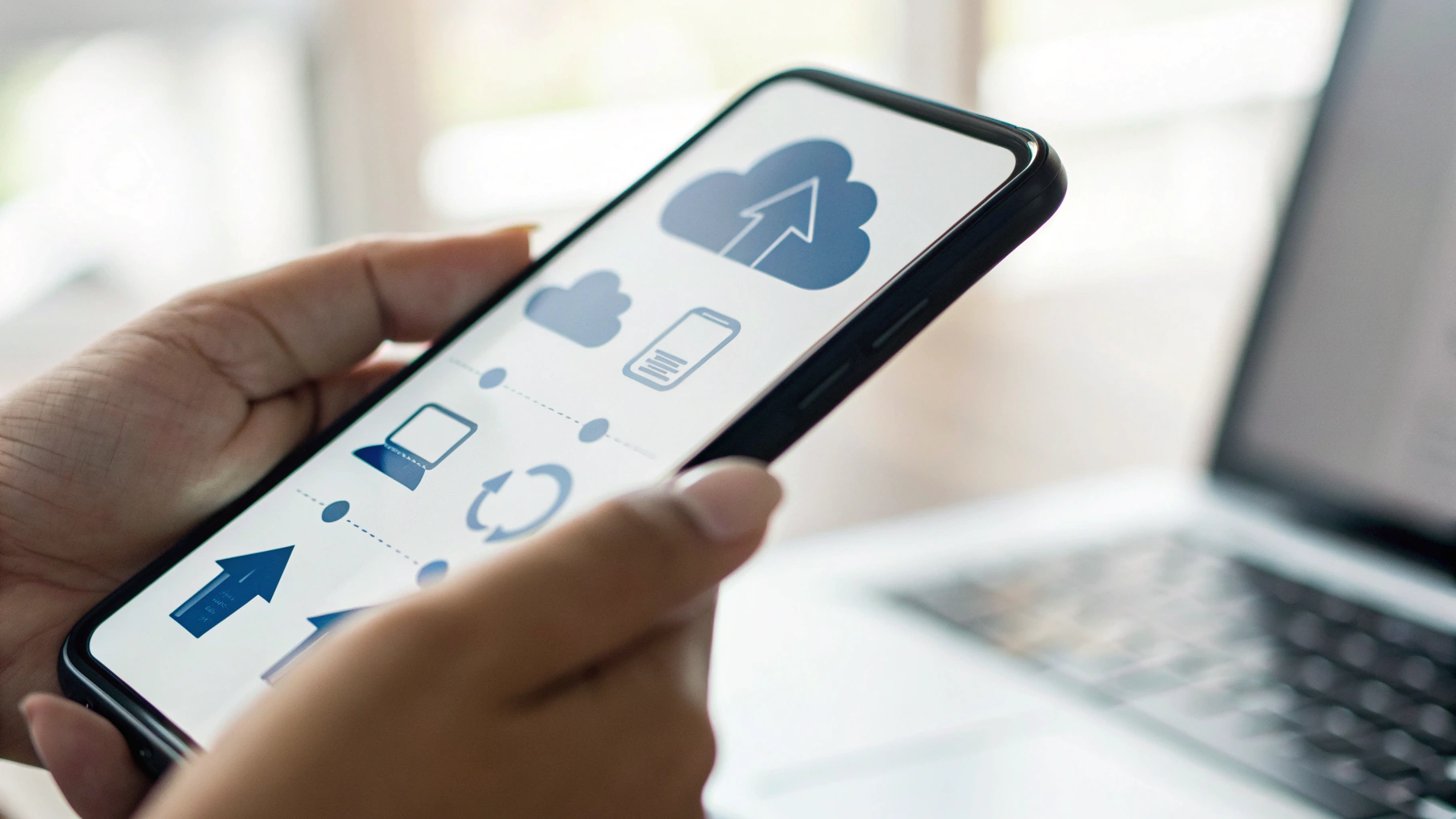 Смартфон создаёт резервную копию данных в облако перед сменой телефона