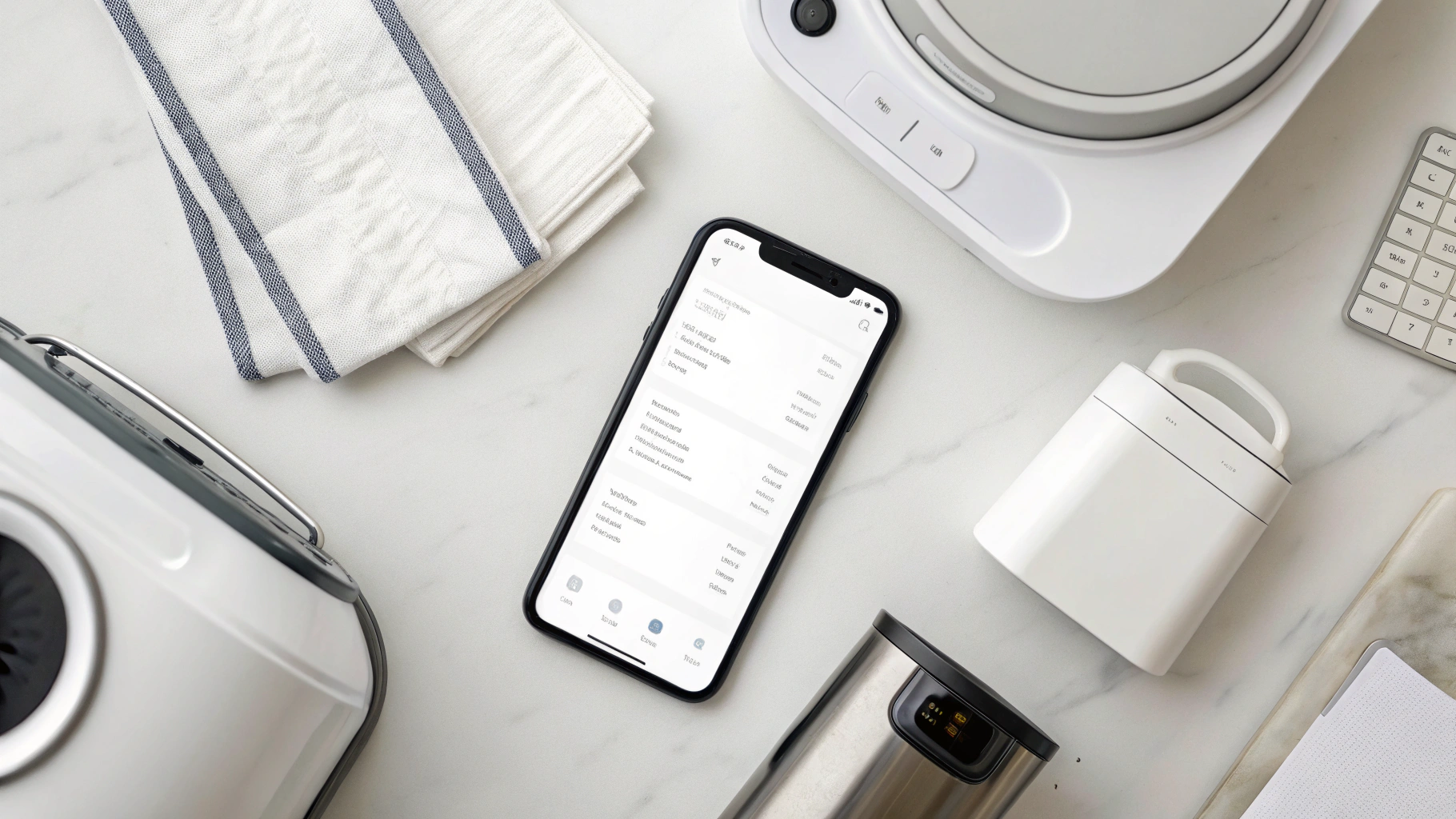 Смартфон с открытыми заметками о гарантии и отсканированными чеками