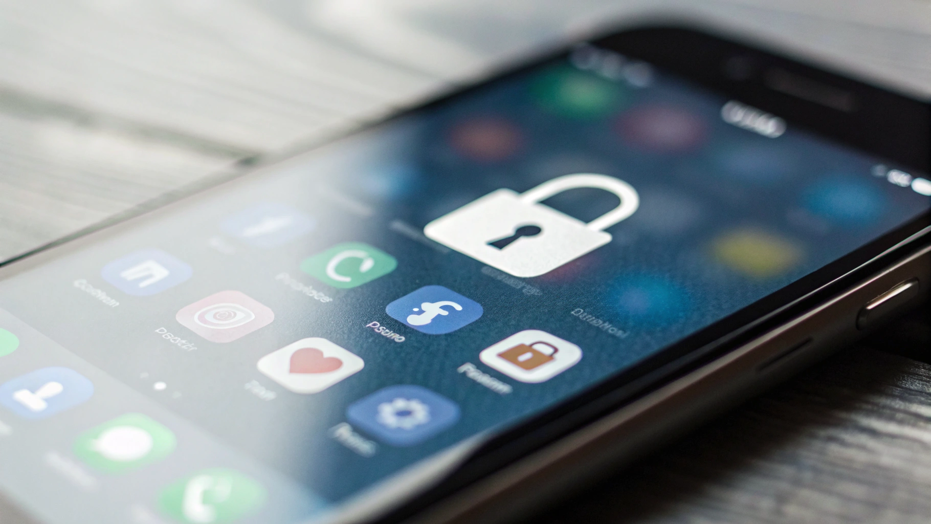 Заблокированный смартфон с защищённым экраном и скрытыми уведомлениями