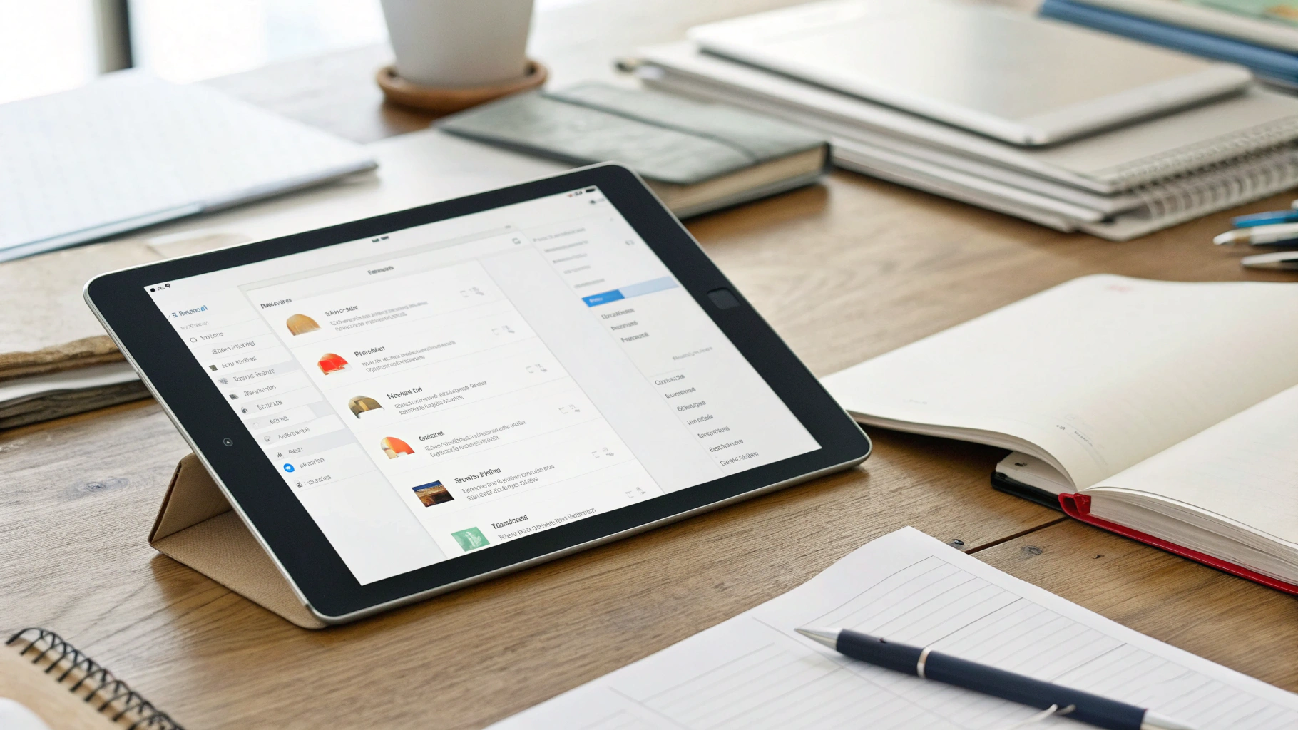 iPad с приложением «Файлы» и раздельными папками для работы и семьи