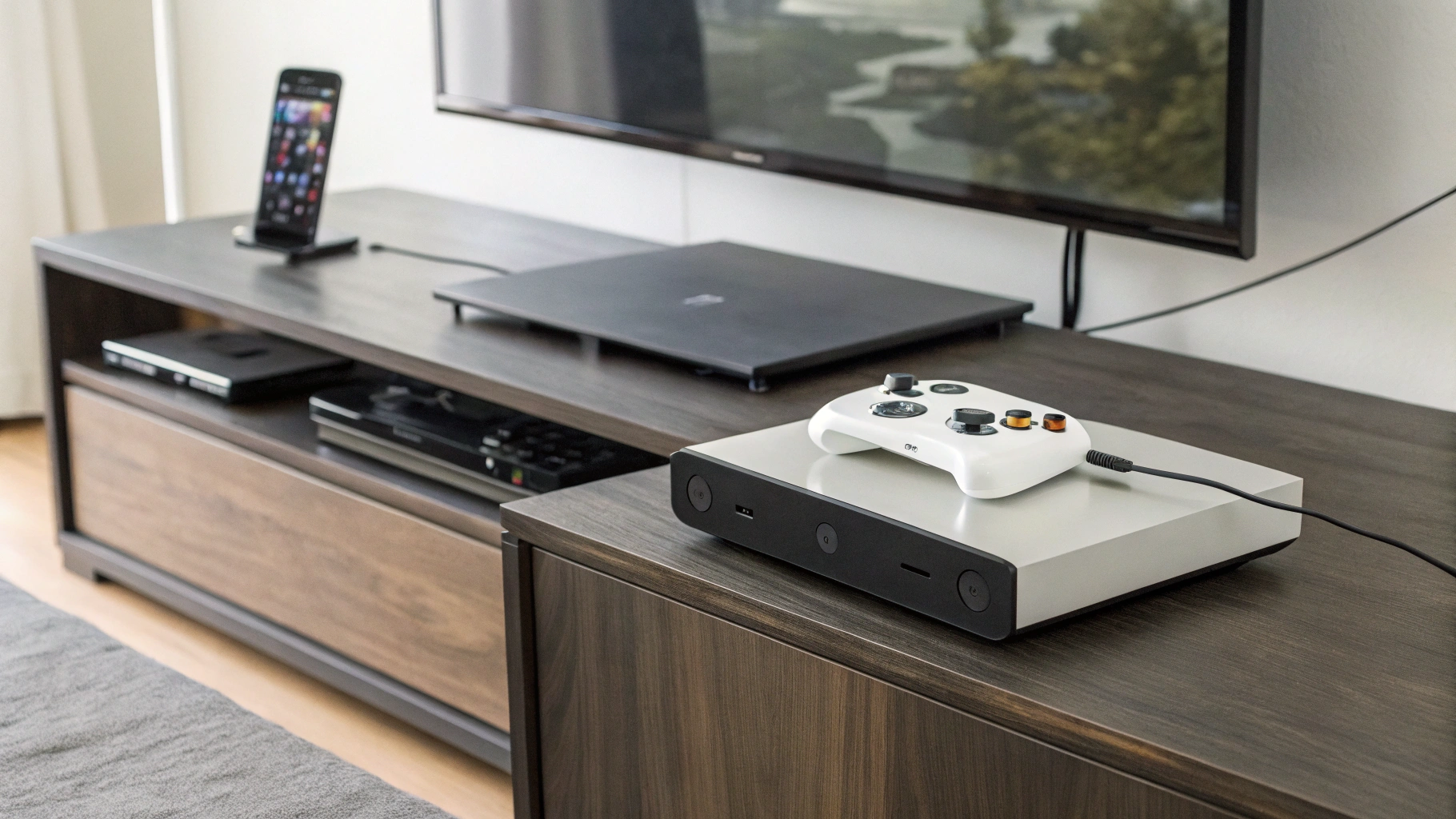 Смартфон управляет ТВ-приставкой и игровой консолью в домашнем кинотеатре