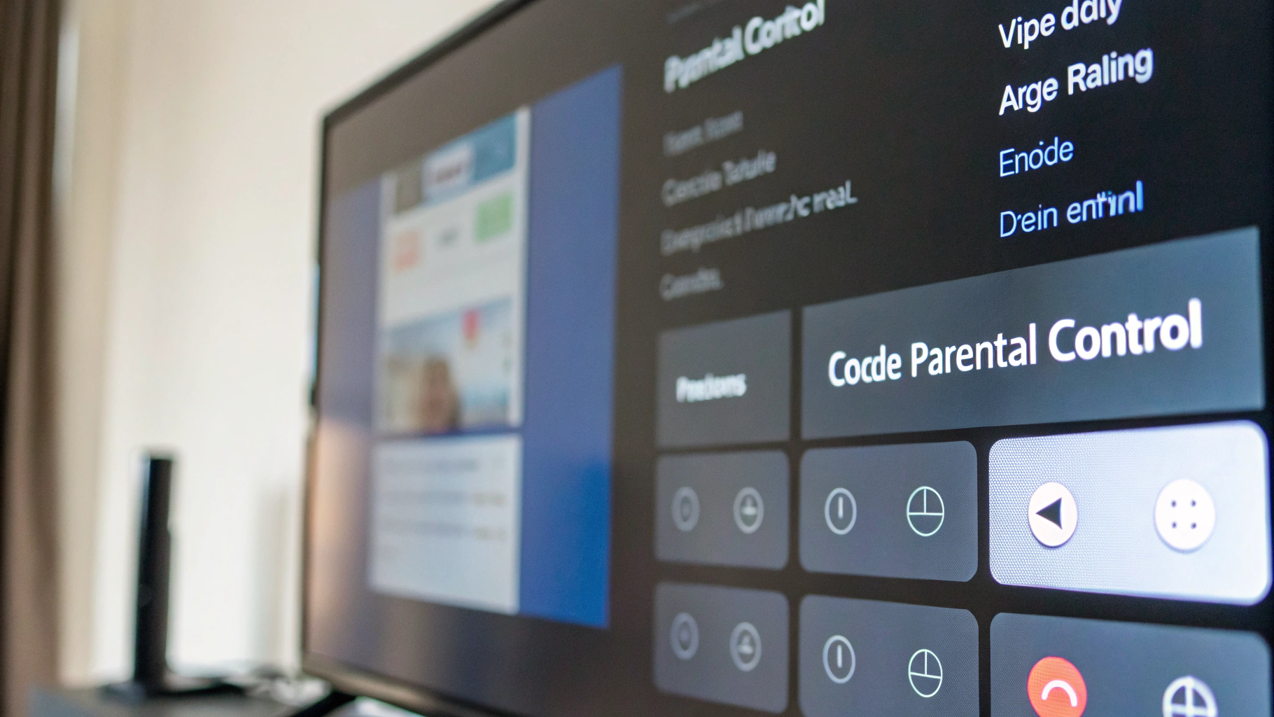 Меню родительского контроля на Smart TV с настройкой PIN-кода и возрастных рейтингов