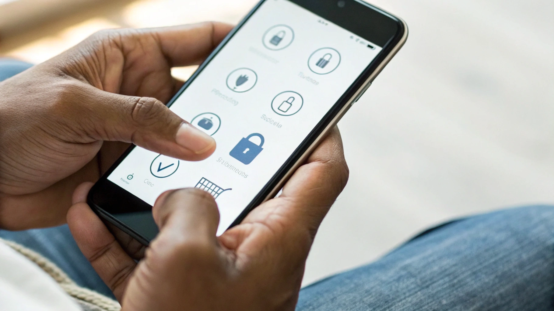 Пользователь настраивает безопасность и биометрию на новом смартфоне для банков и Госуслуг