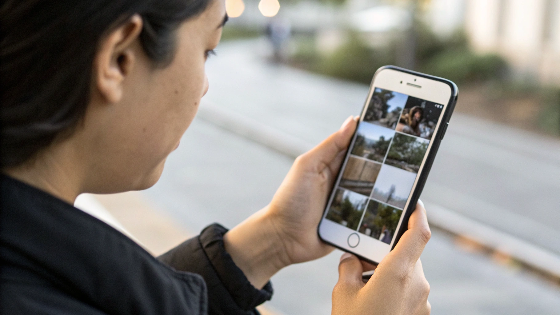 Пользователь проверяет состояние аккумулятора и камеру на подержанном iPhone
