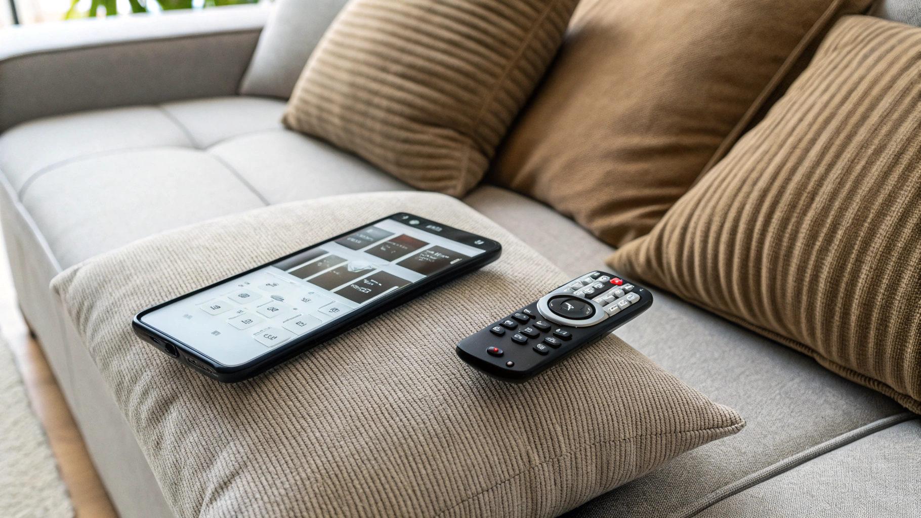 Экран Android-смартфона с несколькими пультами для телевизора и кондиционера